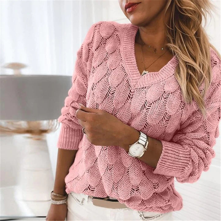 Knitted jumper with V-neck