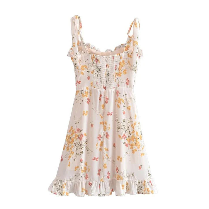 Floral A-line summer dress with ruffles