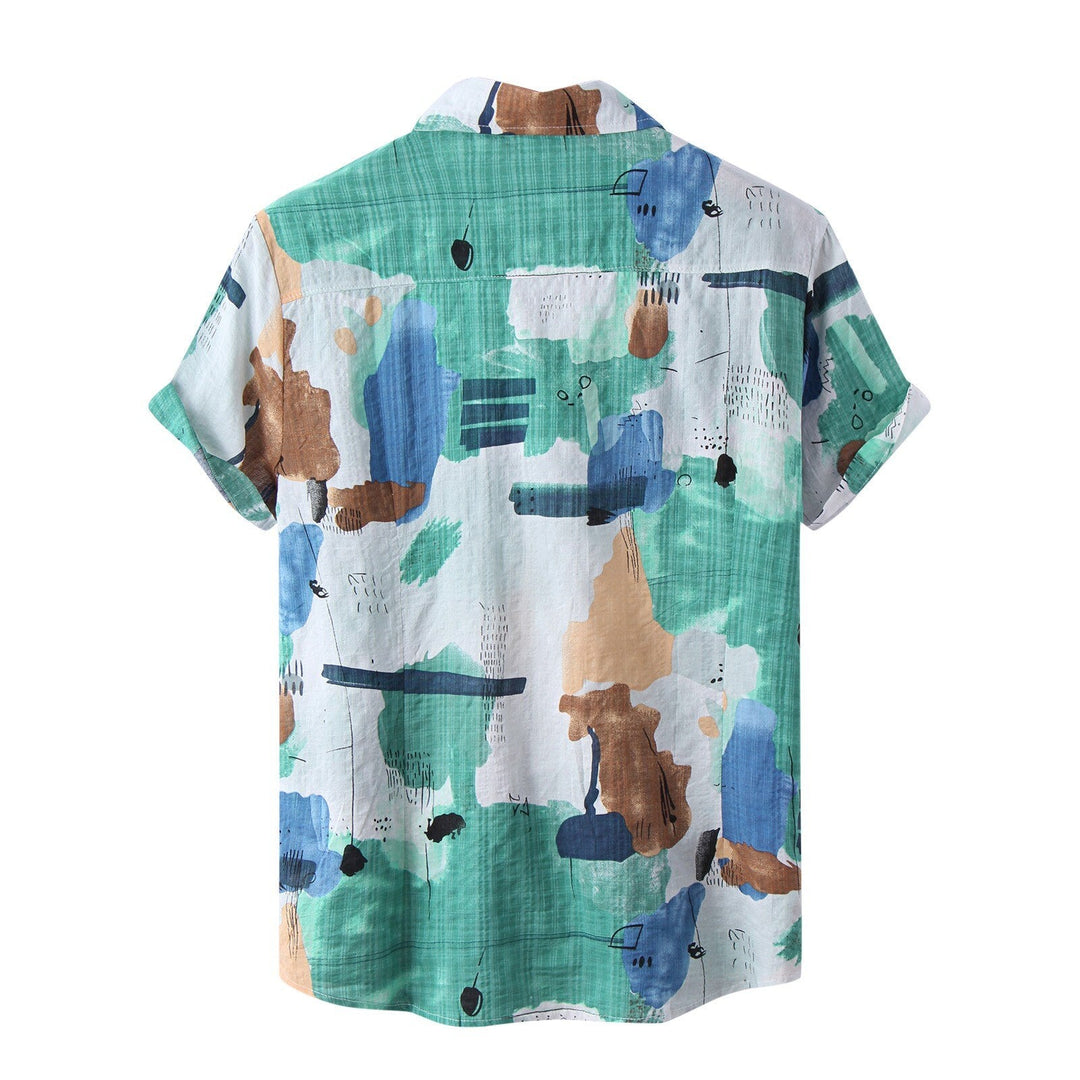 Casual shirt with short sleeves and abstract print