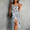 V-neck print dress with belt