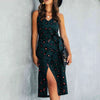 V-neck print dress with belt