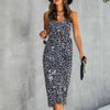 V-neck print dress with belt