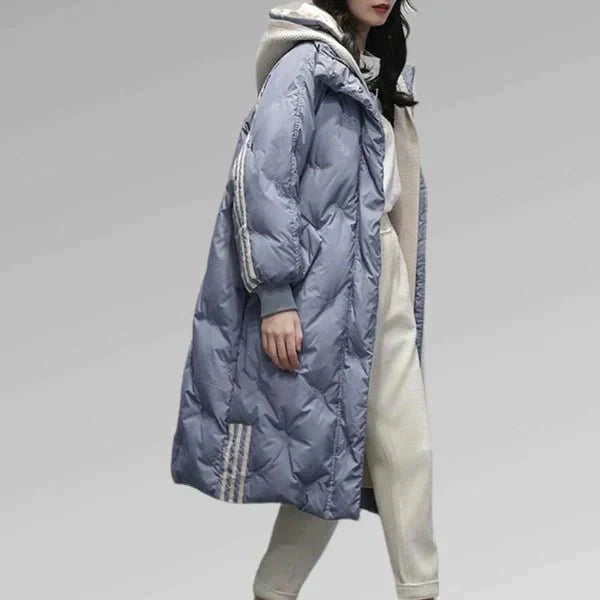 Oversized quilted parka jacket with hood for women