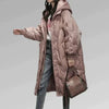 Oversized quilted parka jacket with hood for women