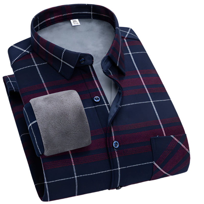 Men's - Flannel Shirt - Fleece-Lined - Warm Plaid Long Sleeve for Cold Weather Comfort