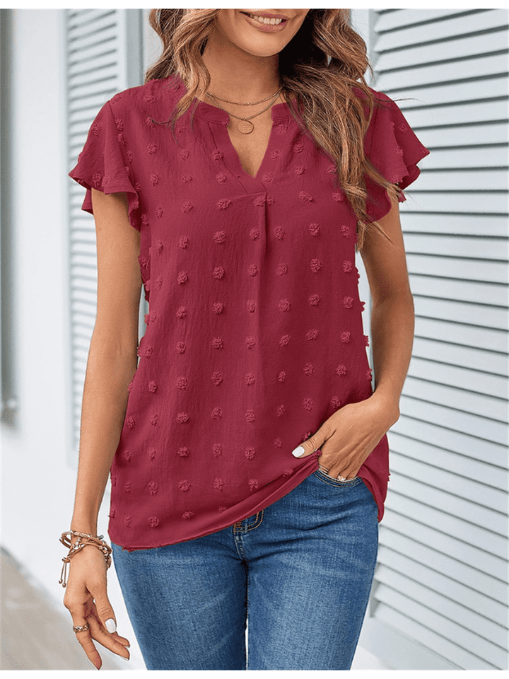 Blouse with patchwork and ruffles