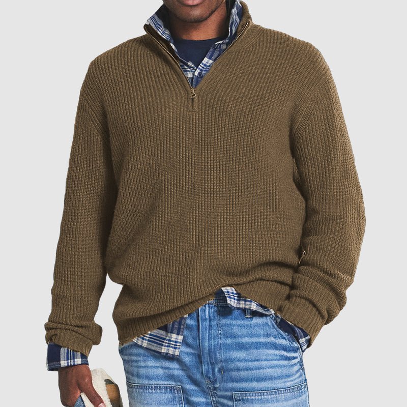 Men's - Quarter Zip Sweater - Cozy Knit Fabric - Stylish Layering - Essential for Every Wardrobe