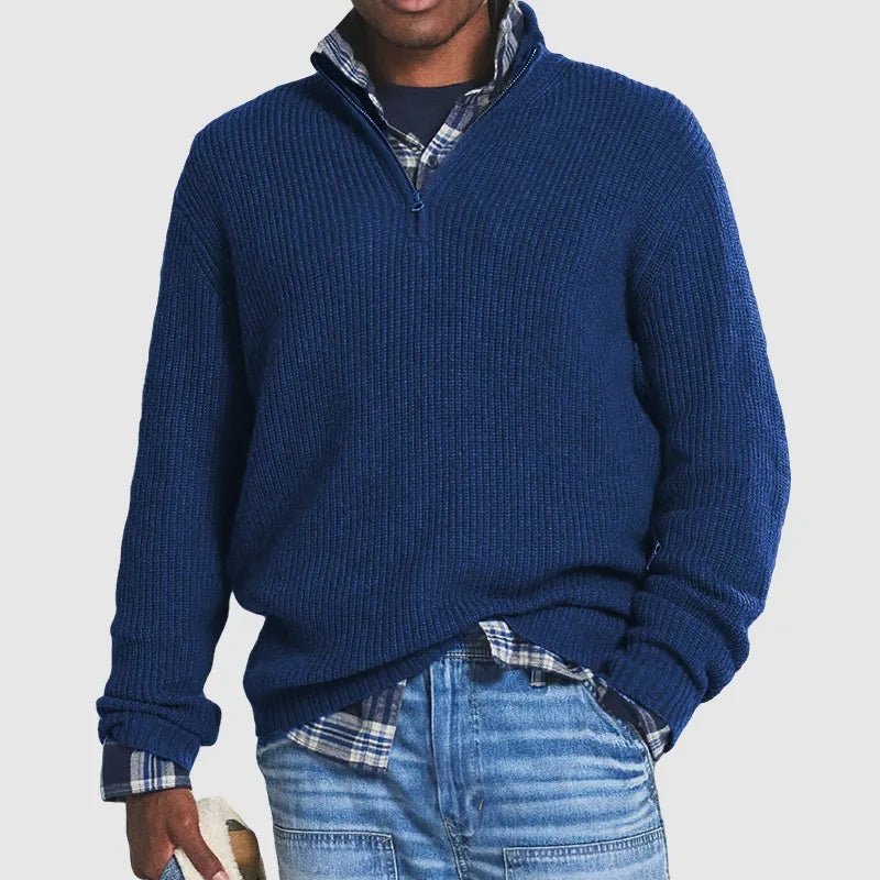 Men's - Quarter Zip Sweater - Cozy Knit Fabric - Stylish Layering - Essential for Every Wardrobe