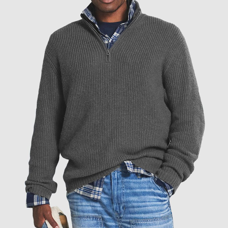 Men's - Quarter Zip Sweater - Cozy Knit Fabric - Stylish Layering - Essential for Every Wardrobe