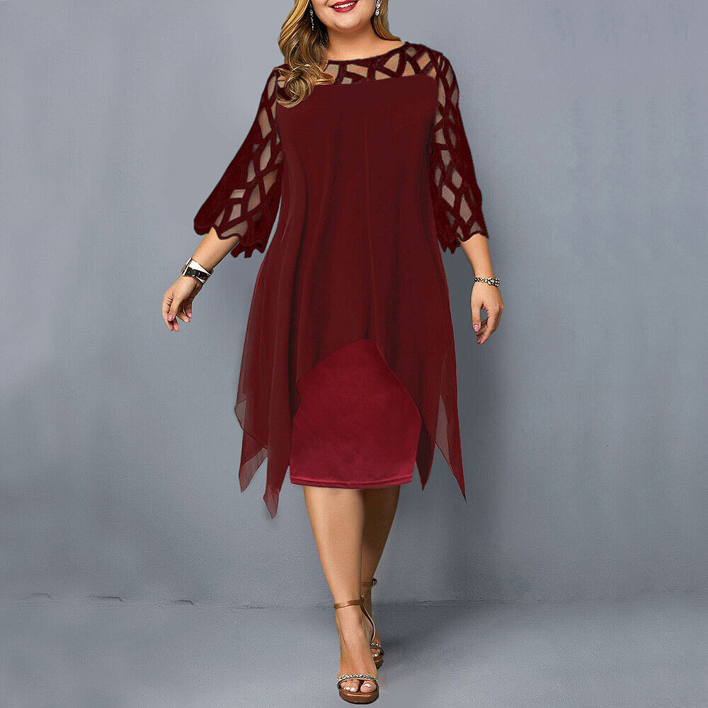 Fashionable midi dress in plus sizes