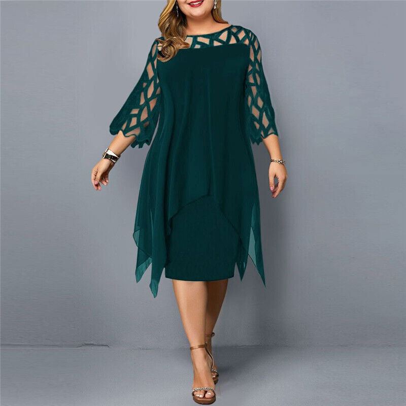 Fashionable midi dress in plus sizes