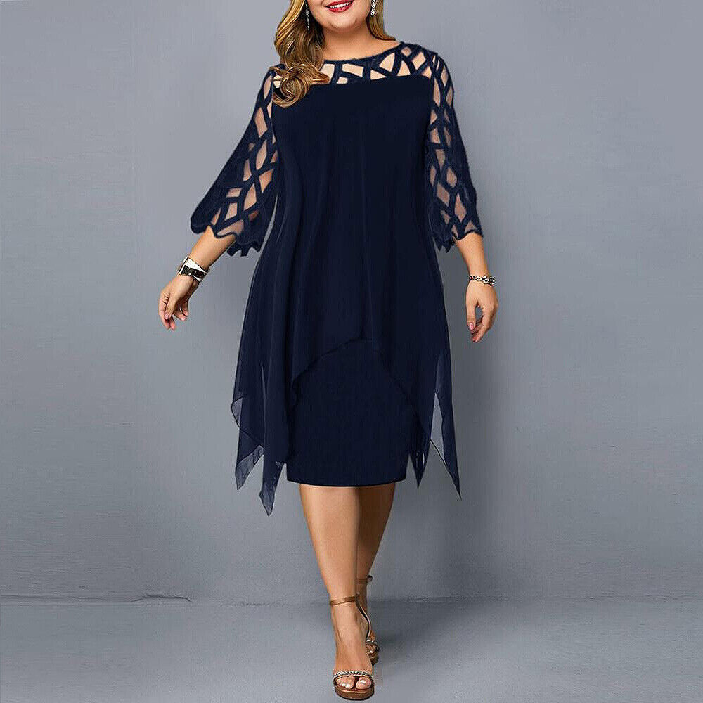 Fashionable midi dress in plus sizes