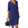 Women's - Elegant V-Neck Dress - Stylish Design - Perfect for Any Occasion - Women's Fashion Dress