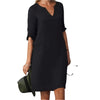 Women's - Elegant V-Neck Dress - Stylish Design - Perfect for Any Occasion - Women's Fashion Dress