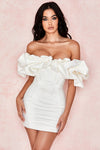 Satin Strapless Dress With Ruffles