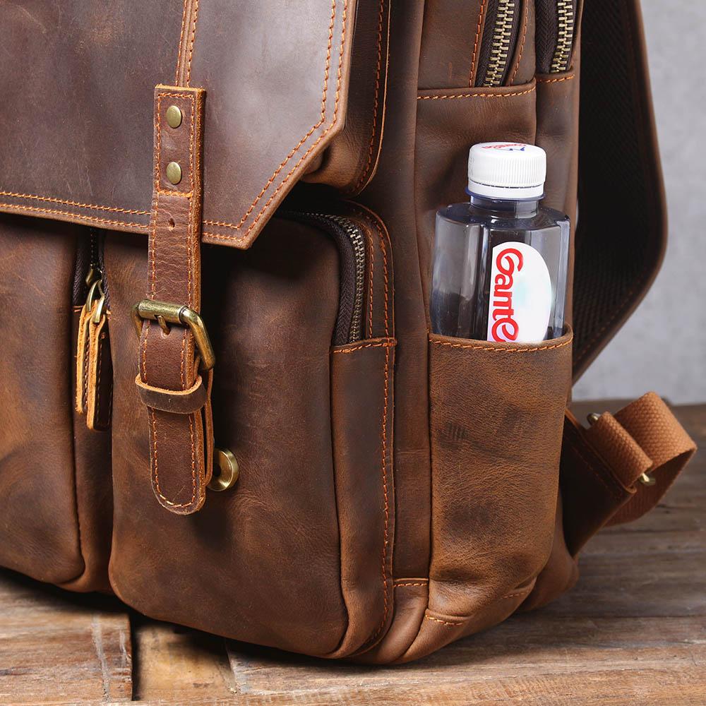 Unisex - Stylish Brown Leather Backpack - Durable & Versatile