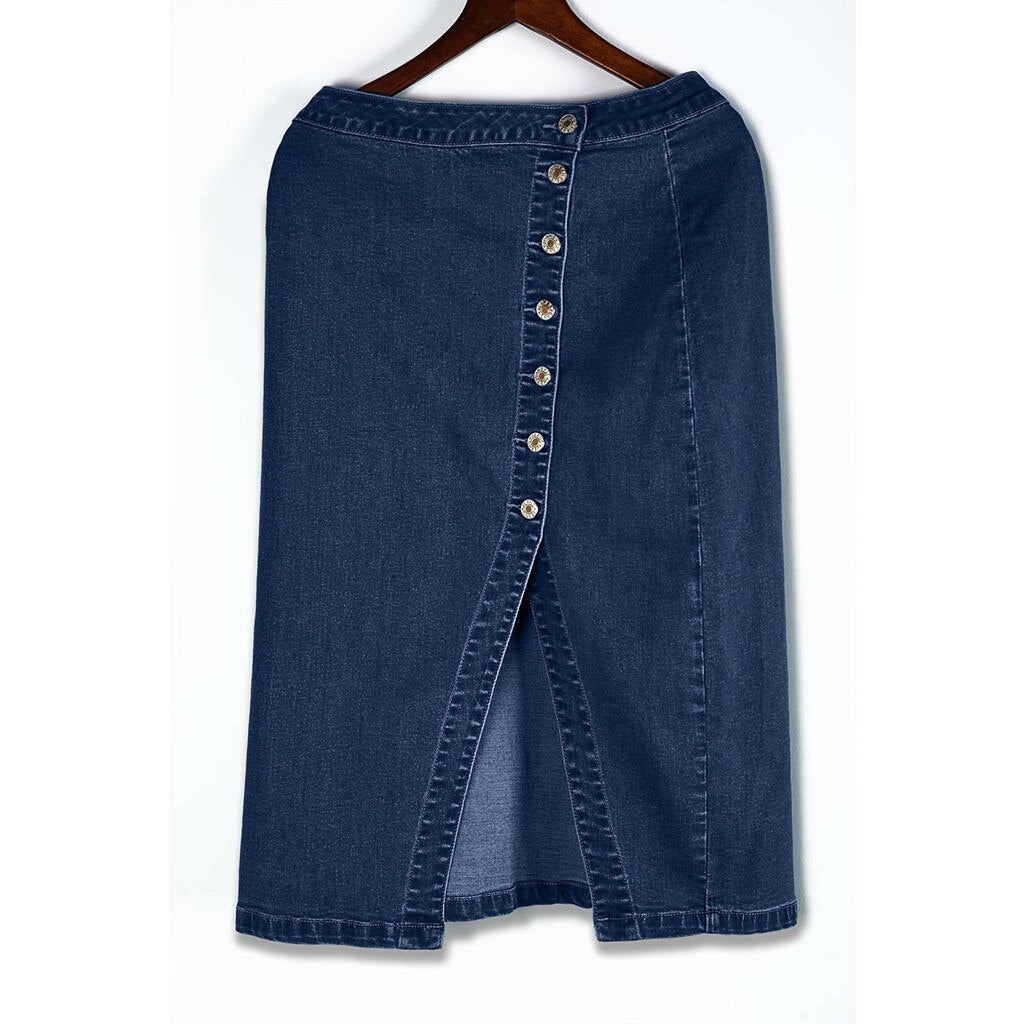 Stylish denim skirt with slit