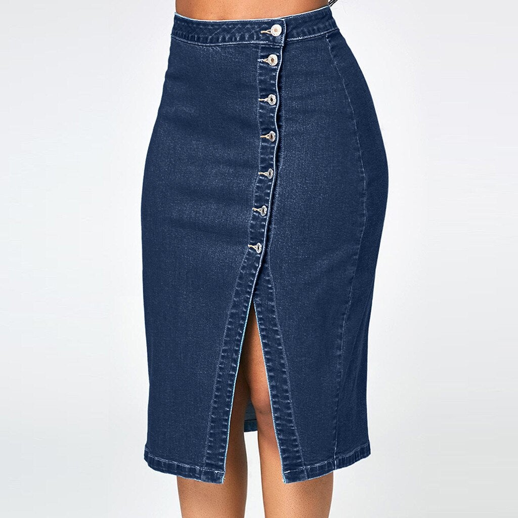 Stylish denim skirt with slit