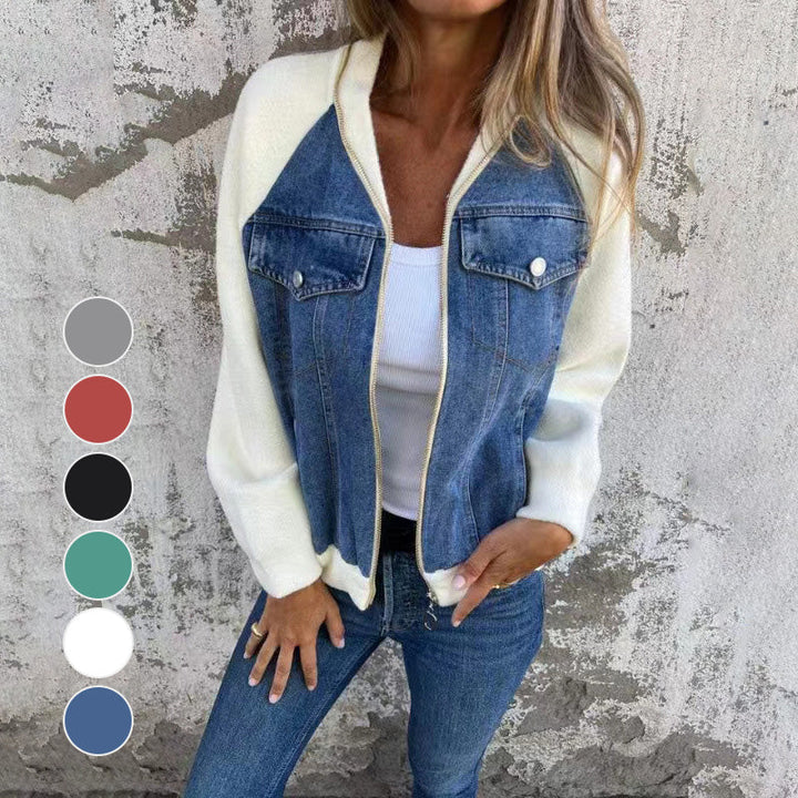 Zip-up denim jacket