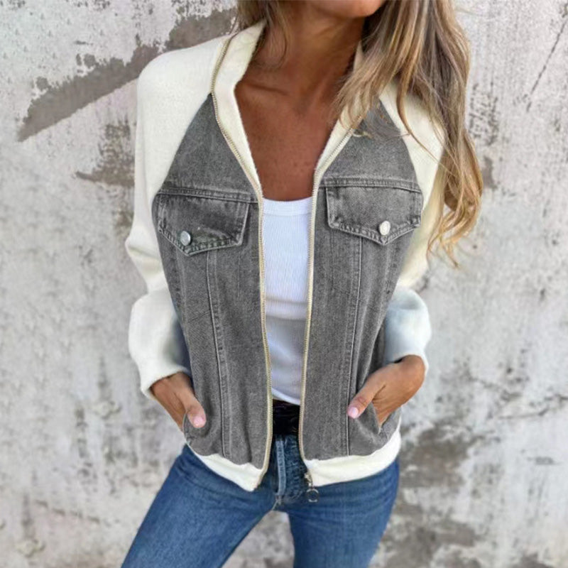 Zip-up denim jacket