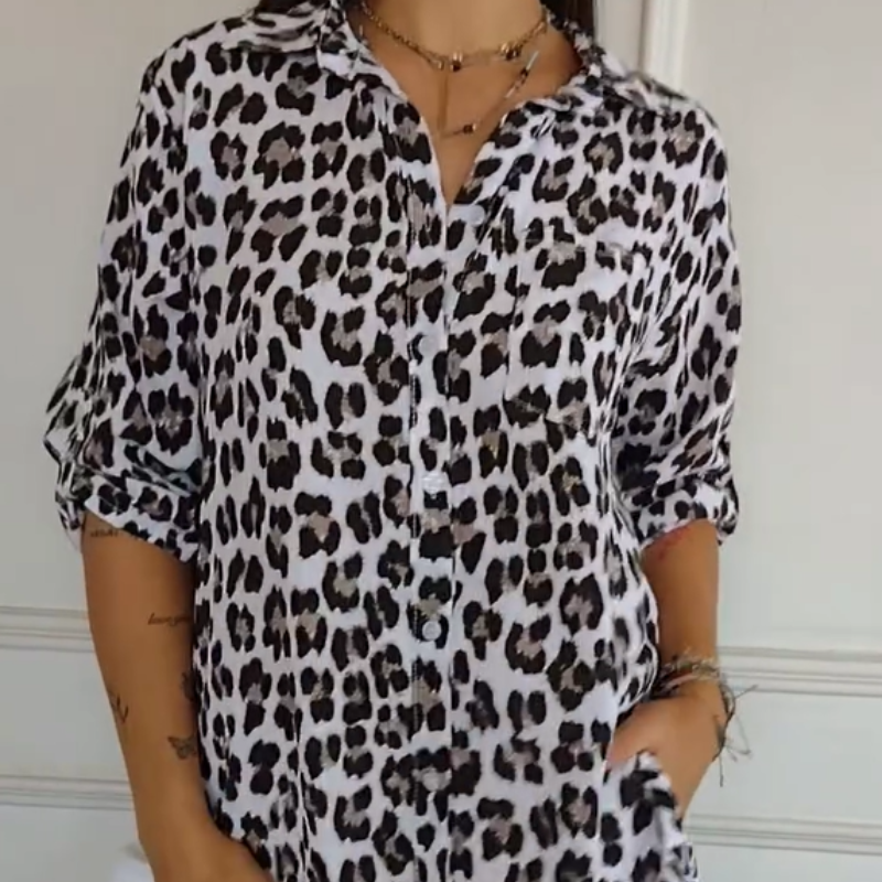 Women's – Blouse – Stylish Leopard Print, Casual Fit – Fashion Top