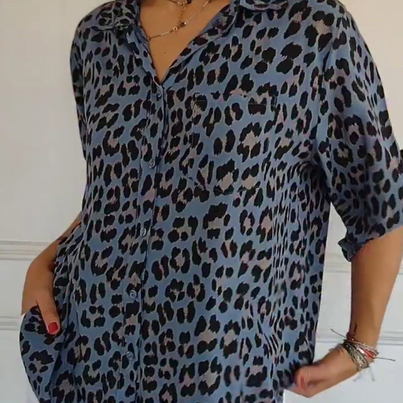 Women's – Blouse – Stylish Leopard Print, Casual Fit – Fashion Top