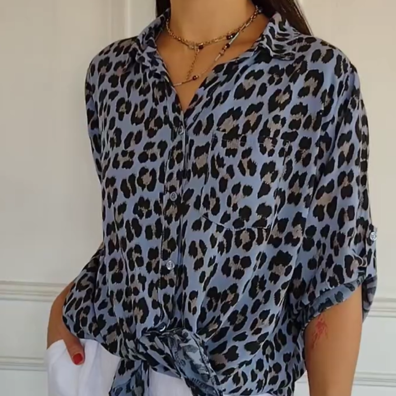 Women's – Blouse – Stylish Leopard Print, Casual Fit – Fashion Top