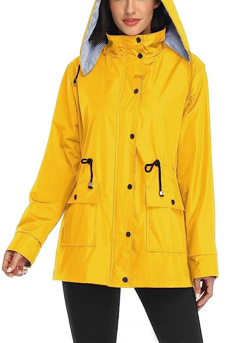 Striped rain jacket with hood