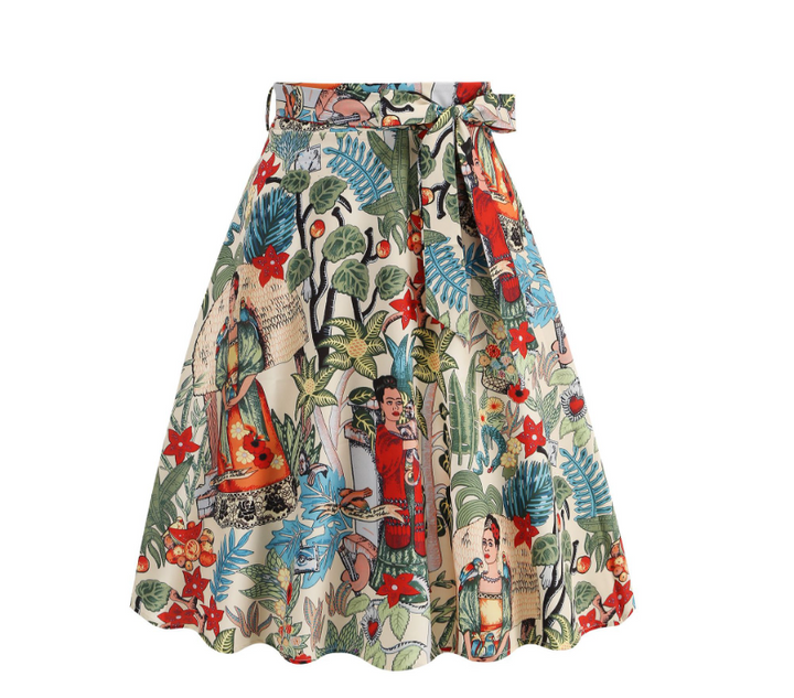 Summery short skirt with floral print