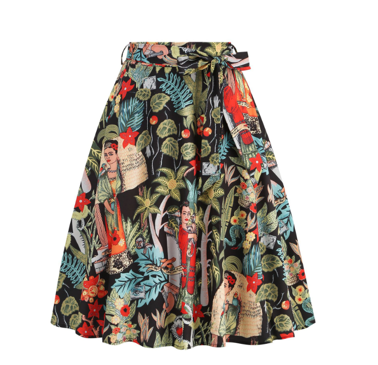 Summery short skirt with floral print