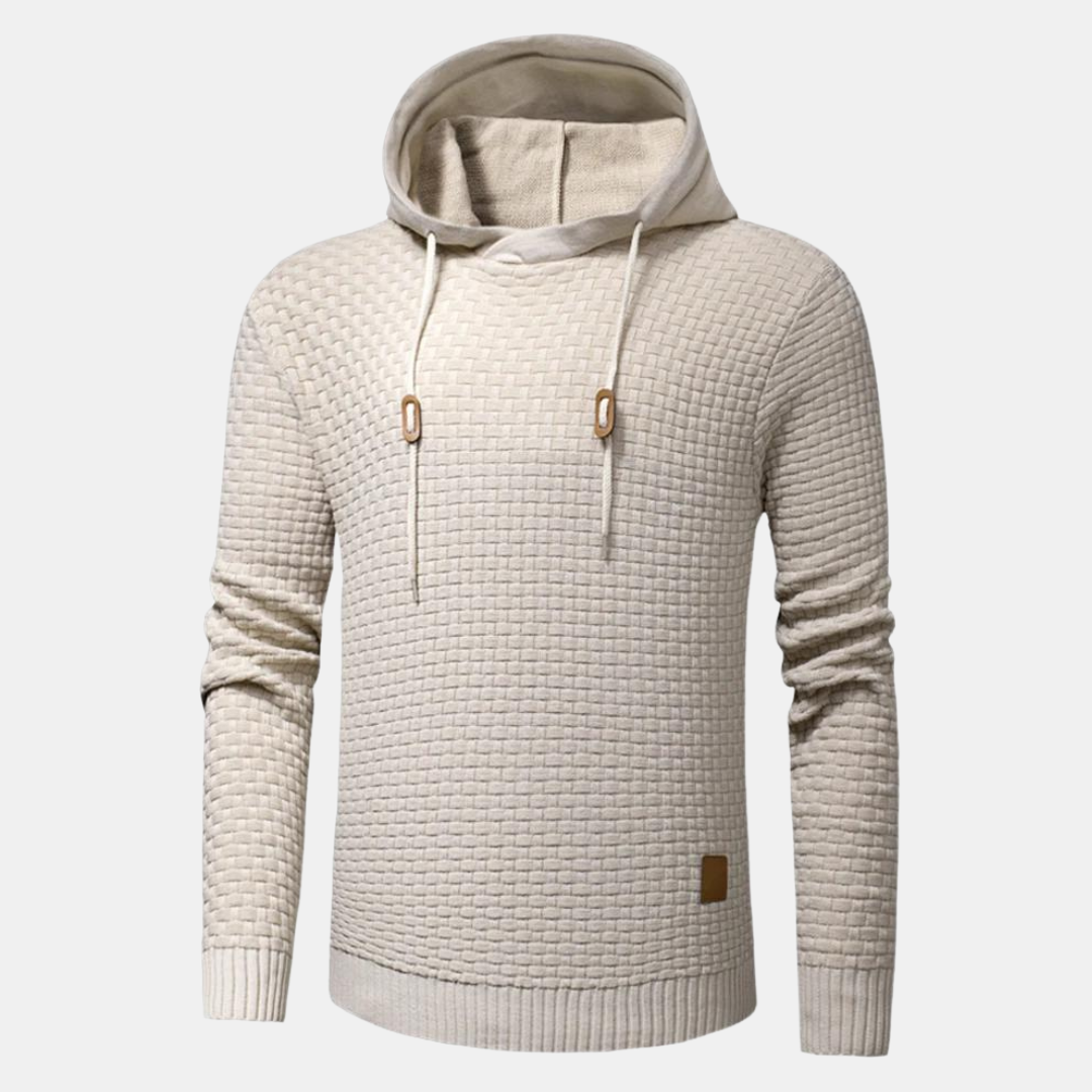 Men's- Textured Drawstring Pullover Hoodie - Slim Fit