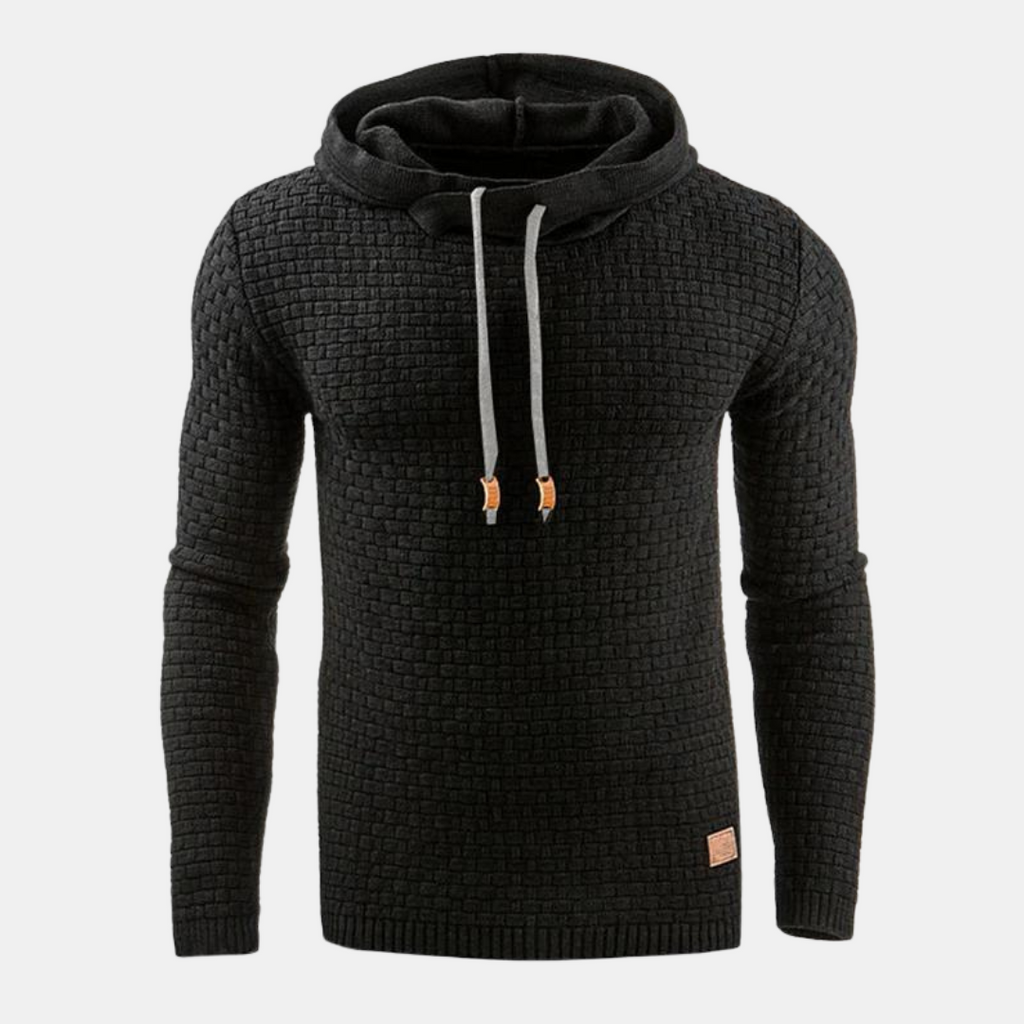 Men's- Textured Drawstring Pullover Hoodie - Slim Fit