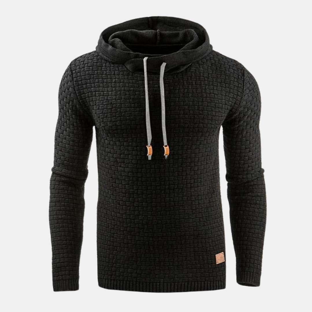 Men's- Textured Drawstring Pullover Hoodie - Slim Fit
