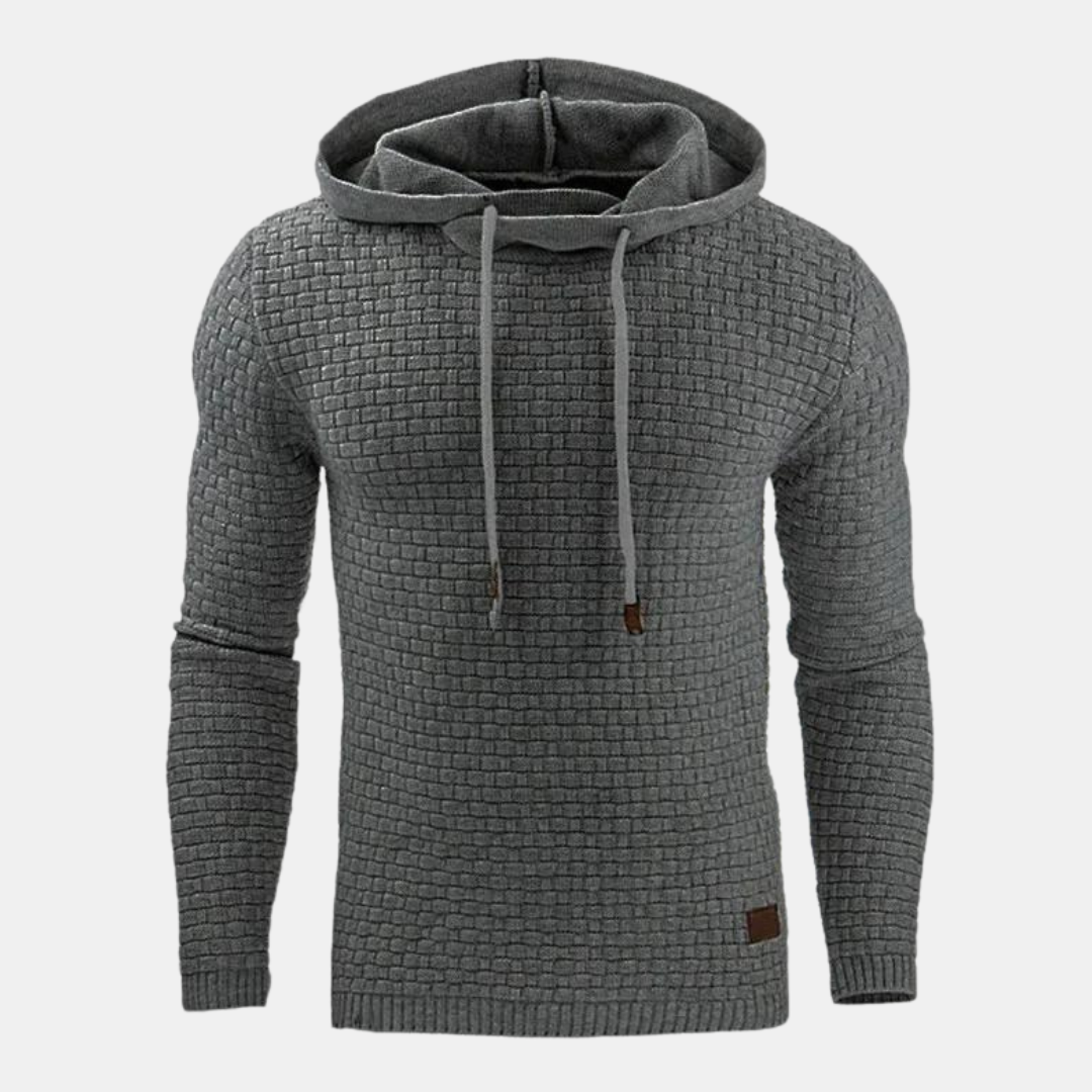Men's- Textured Drawstring Pullover Hoodie - Slim Fit