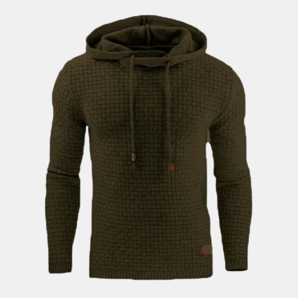 Men's- Textured Drawstring Pullover Hoodie - Slim Fit