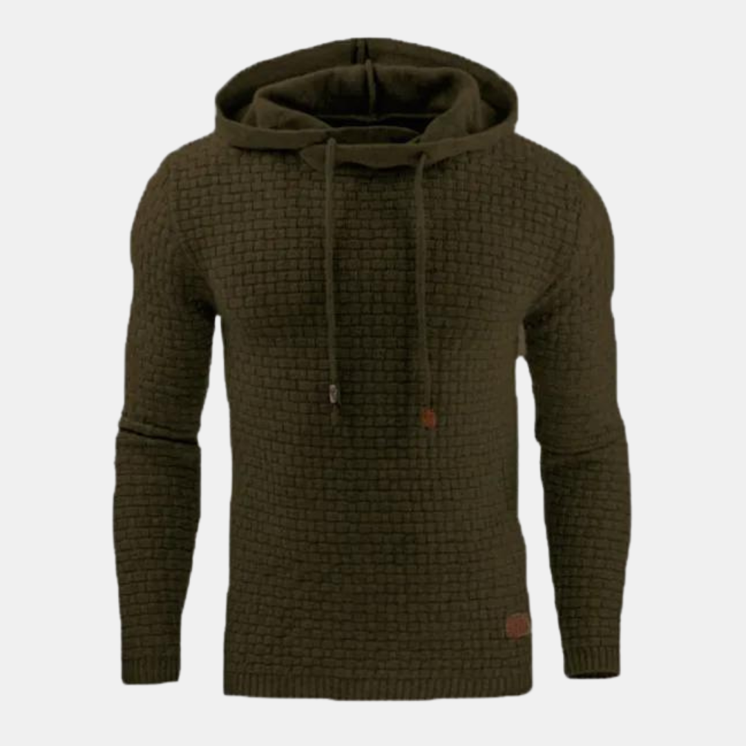 Men's- Textured Drawstring Pullover Hoodie - Slim Fit