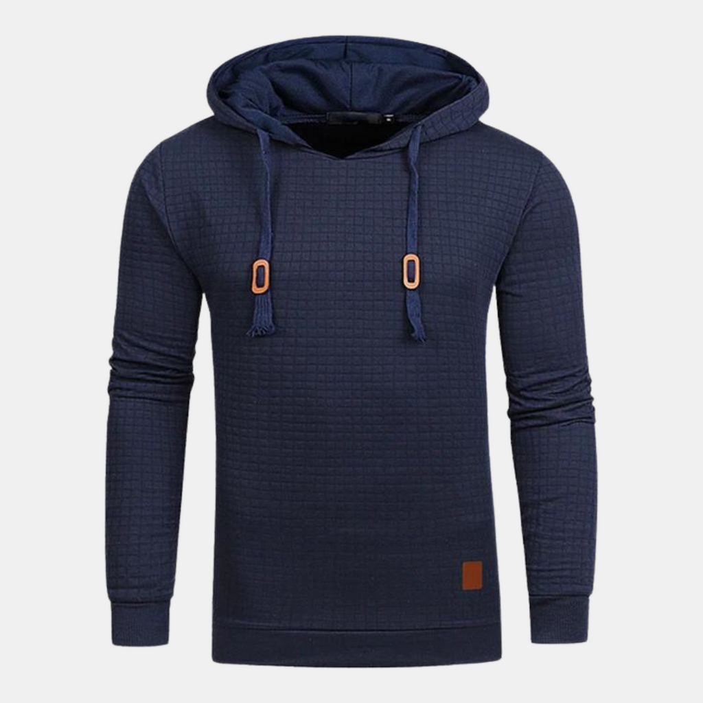 Men's- Textured Drawstring Pullover Hoodie - Slim Fit