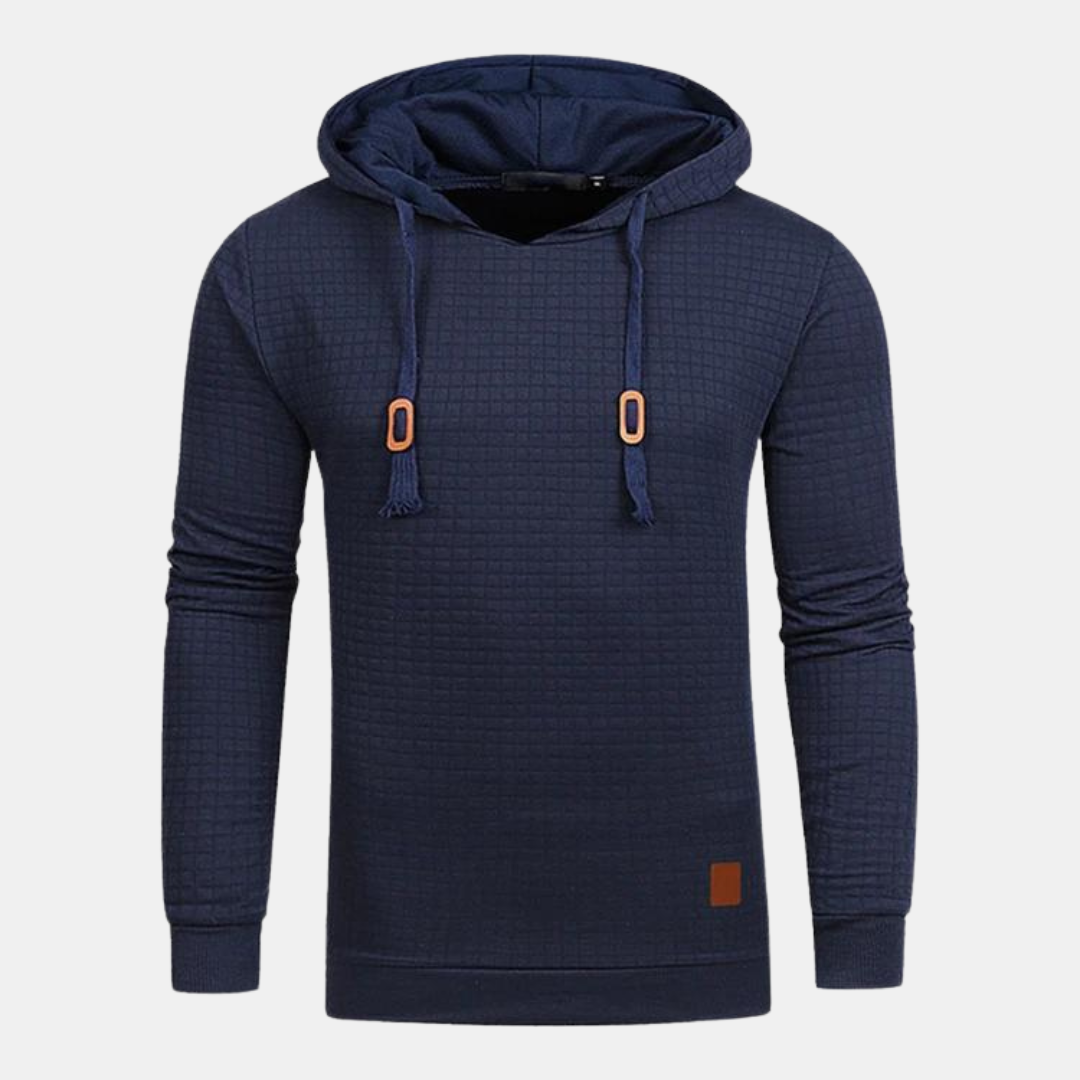 Men's- Textured Drawstring Pullover Hoodie - Slim Fit