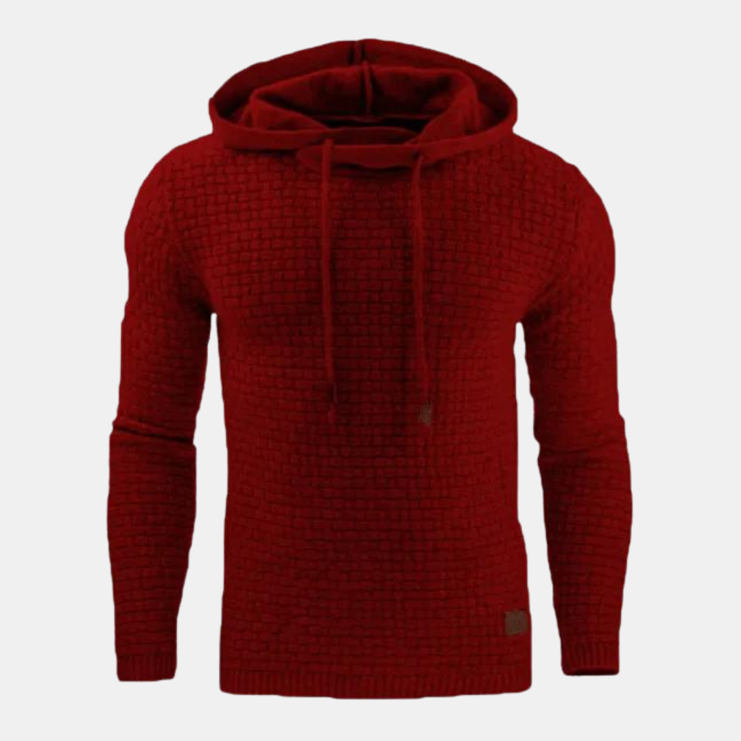 Men's- Textured Drawstring Pullover Hoodie - Slim Fit