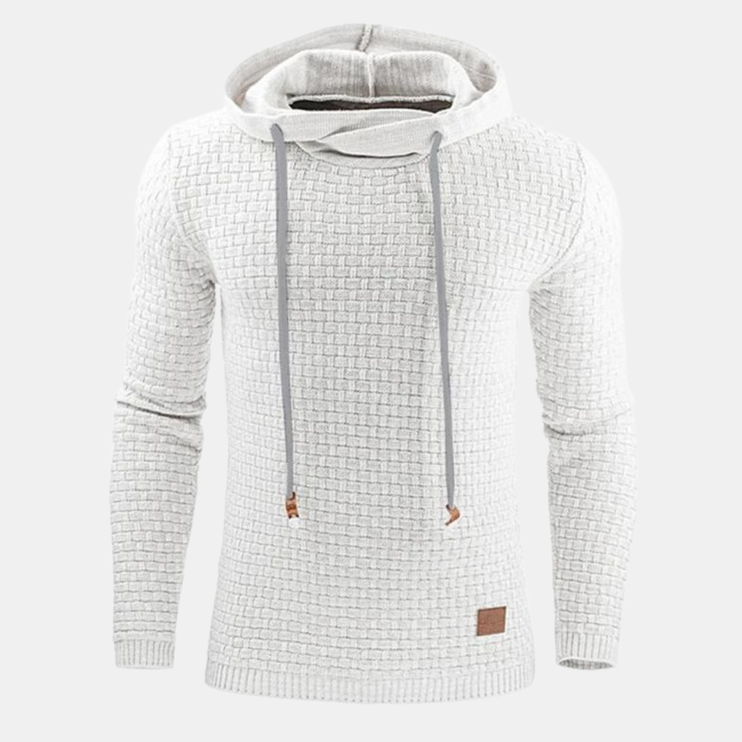 Men's- Textured Drawstring Pullover Hoodie - Slim Fit