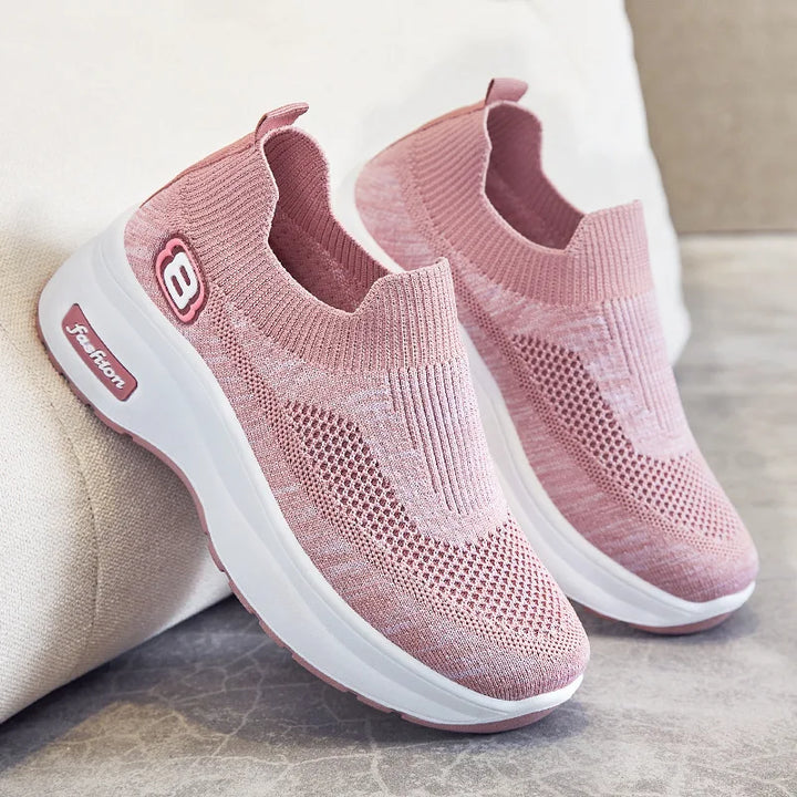 Breathable mesh platform sneakers for women