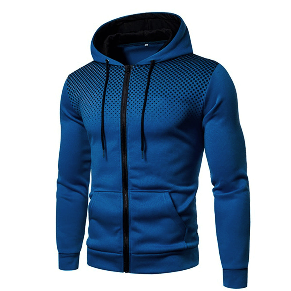 Men's - Zip-Up Hoodie - Sporty Gradient Dot Print
