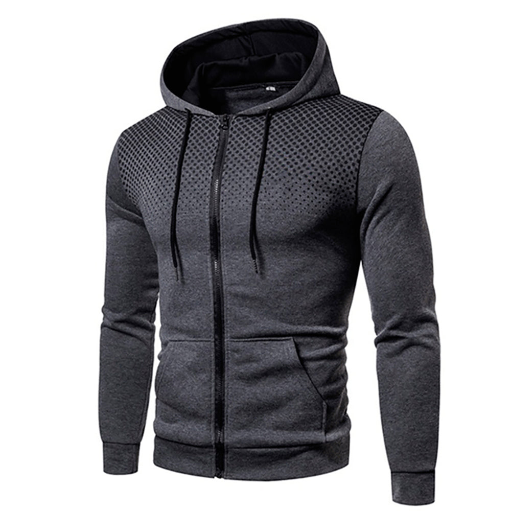 Men's - Zip-Up Hoodie - Sporty Gradient Dot Print