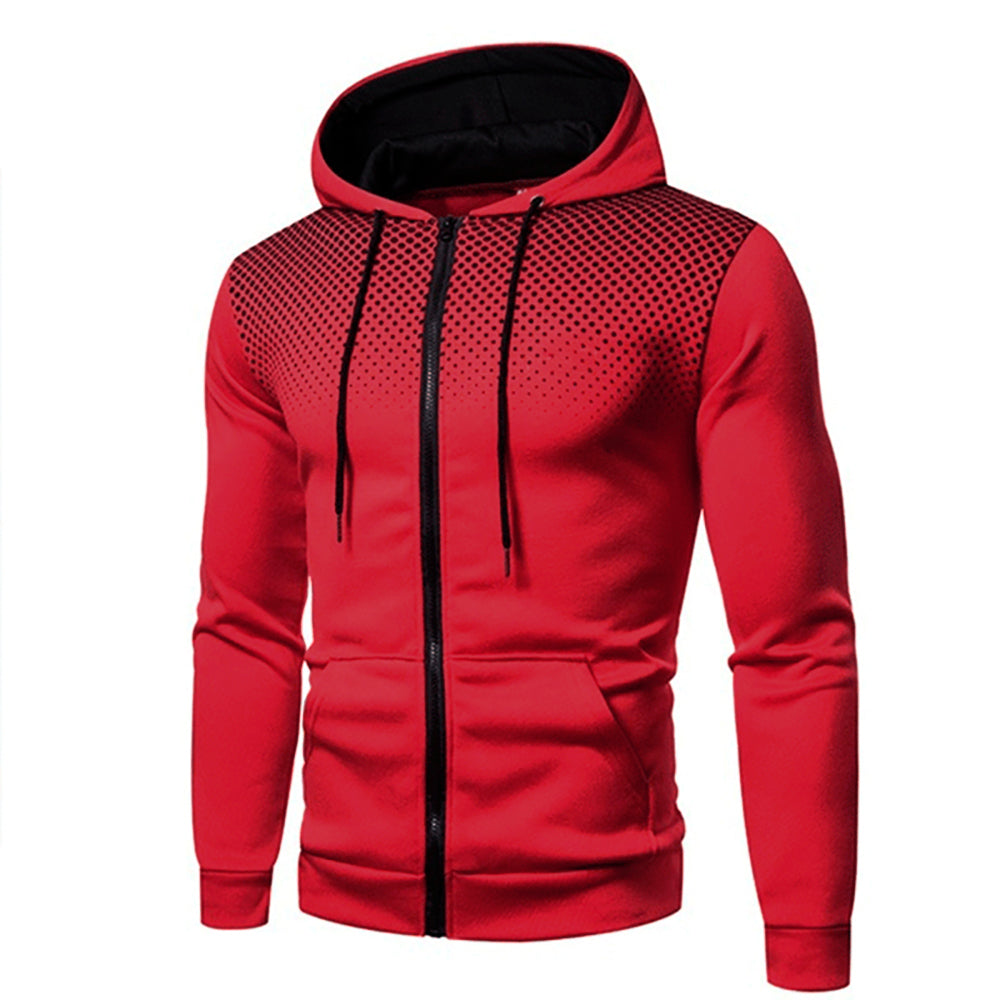 Men's - Zip-Up Hoodie - Sporty Gradient Dot Print