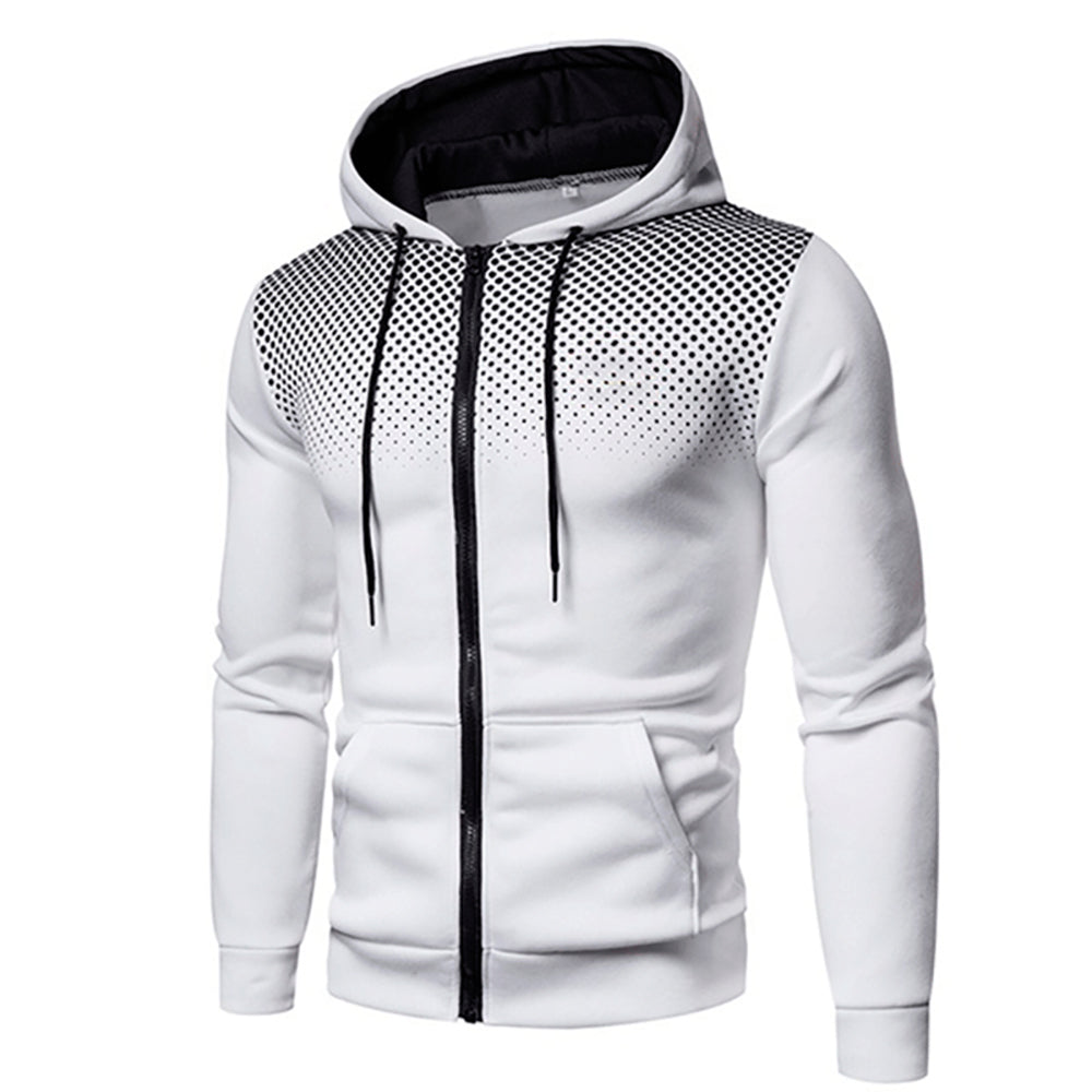 Men's - Zip-Up Hoodie - Sporty Gradient Dot Print