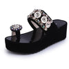 Women's - Crystal Button Wedges Platform Sandals - Stylish and Comfortable Footwear - Perfect for Summer Outings