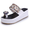 Women's - Crystal Button Wedges Platform Sandals - Stylish and Comfortable Footwear - Perfect for Summer Outings