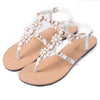 Women's - Shiny cowhide leather T-strap flat sandal - Stylish and Comfortable - Perfect for Casual Summer Occasion
