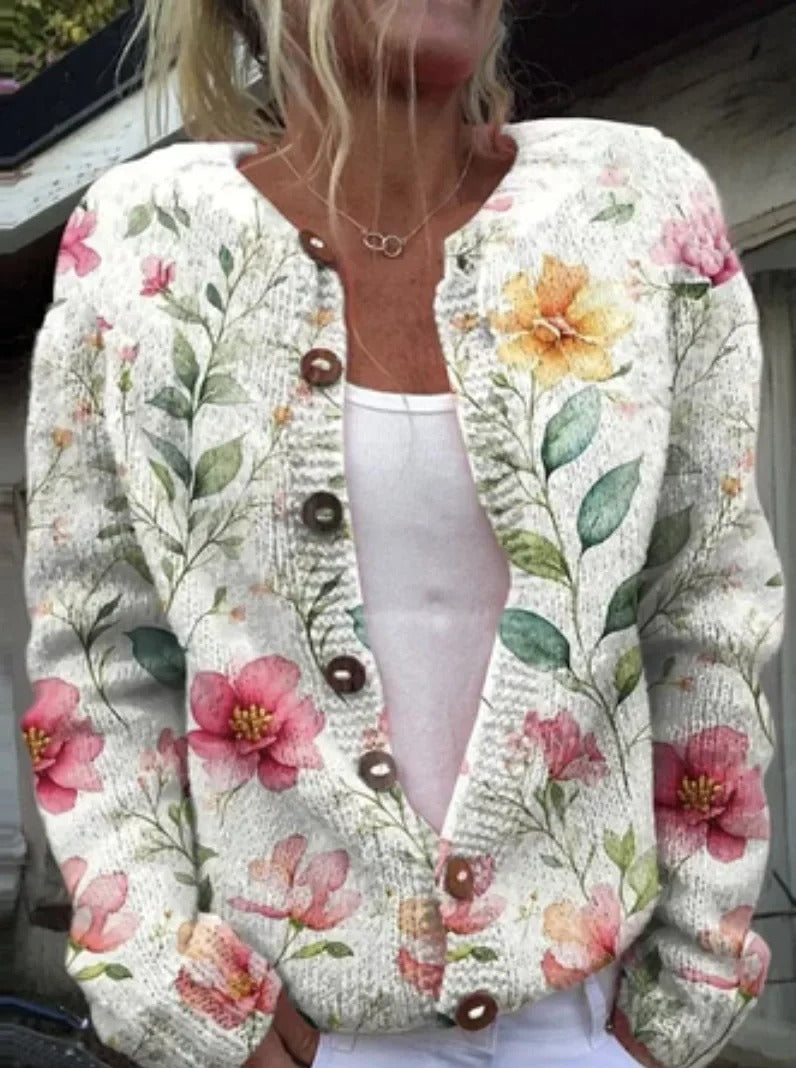 Women's - Floral Cardigan - Soft Knit - Stylish & Comfortable Everyday Wear