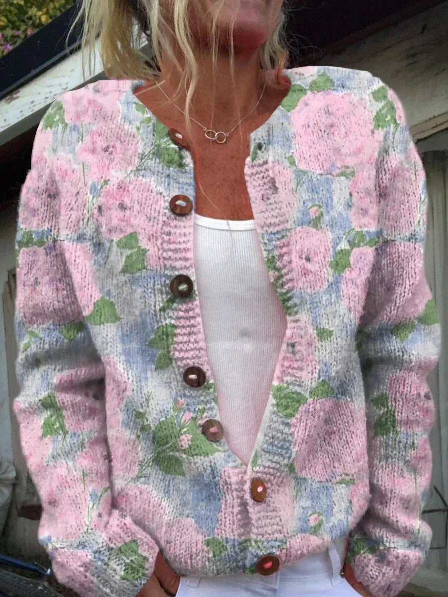 Women's - Floral Cardigan - Soft Knit - Stylish & Comfortable Everyday Wear